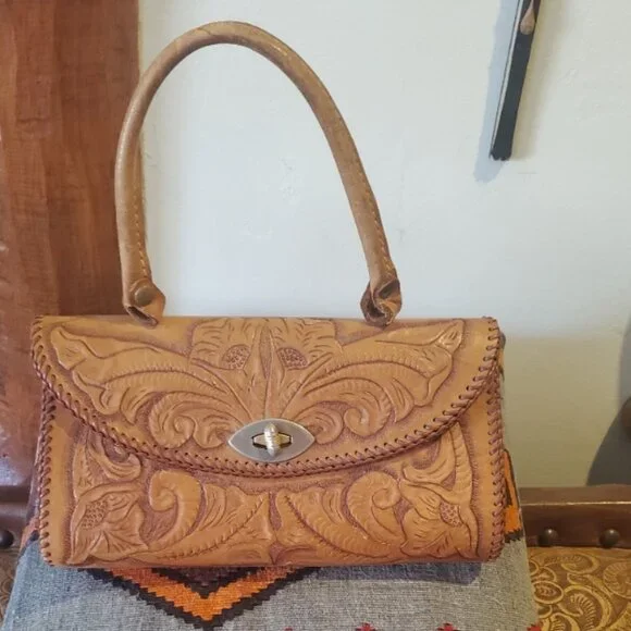 Vintage tooled western handbag - Picture 2 of 9